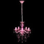 vidaXL Crystal Chandelier 5 Bulbs Pink Ceiling Light for Home Lighting